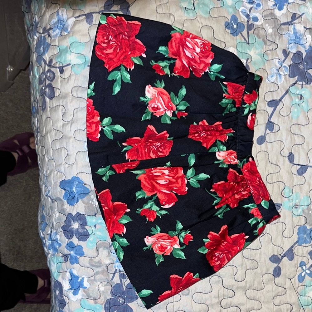 Floral Skirt with Red Roses